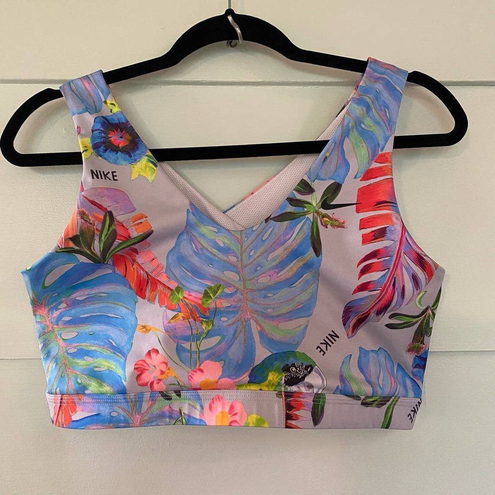 Nike Aloha Strappy Sport Bra Palm Print Size XL